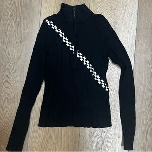 ZARA black knit top with zip detail
